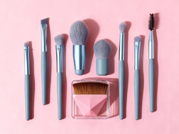 9-Piece Professional Makeup Brush Set with Portable Foundation Brush - Image 3
