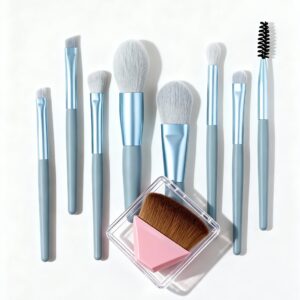 9-Piece Professional Makeup Brush Set with Portable Foundation Brush