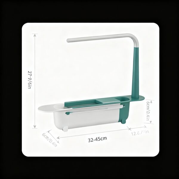 Adjustable Sink Storage Rack Holder with Towel Bar - Image 4