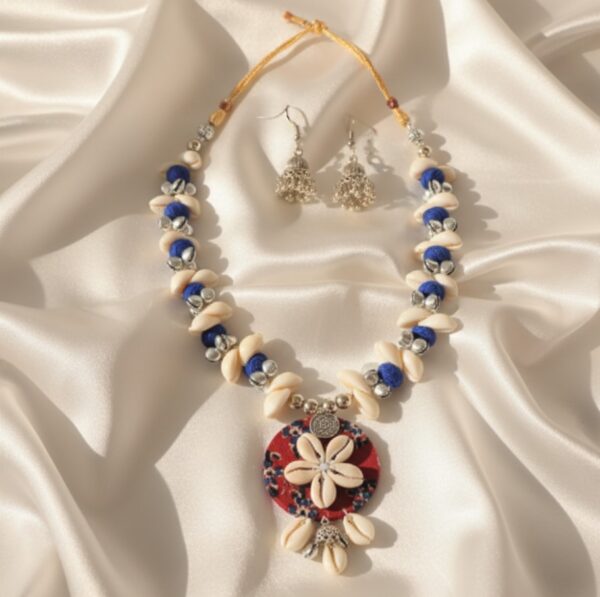 Ocean Blossom Necklace & Jhumki Set - Image 2