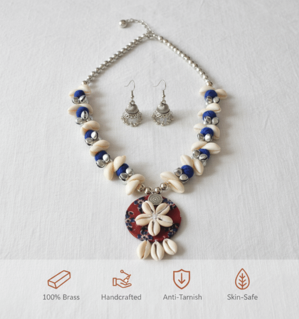 Ocean Blossom Necklace & Jhumki Set - Image 4